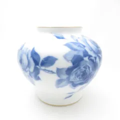 OKURA 大倉陶園 ブルーローズ 8011 花瓶 高20cm 花生 フラワーベース 花びん SC9420C2 