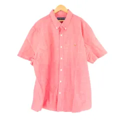 美品 RALPH LAUREN ラルフローレン ボタンダウンシャツ XXL コットン100% ピンク/赤系 半袖 BD ロゴ トップス メンズ AU3744A21 