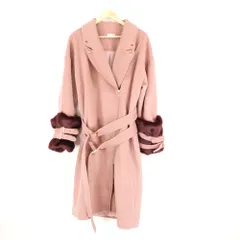 美品 ライダースロングコート ポリエステル他 ファー取り外し可 レディース AO3593B16 