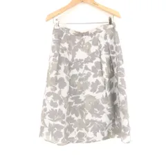 INDIVI インディヴィ スカート 38 M相当 ポリエステル他 ひざ丈 タック 花柄 フラワー 水色 カーキ レディース AU3816A27 