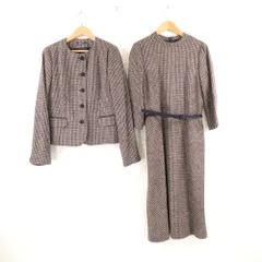 美品 Aquascutum アクアスキュータム セットアップ 8 M ウール 他 ノーカラージャケット ワンピース レディース AM7818A62 