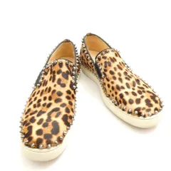 美品 Christian Louboutin ルブタン レオパード スリッポン 41 26cm相当 スタッズ スニーカー アニマル メンズ AY7693 