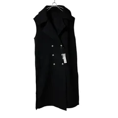 ZK16【美品】S girasole ロングジレ ダブルブレスト ボタン装飾 ブラック サイズF 未使用タグ付