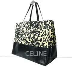 CELINE セリーヌ フィービー期 ホリゾンタルカバ トートバッグ ハンドバッグ レオパード柄 ヒョウ柄 キャンバス×レザー ベージュ×ブラック レディース