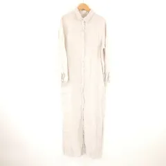 美品 120％LINO 120％リノ シャツワンピース 42 L相当 麻100％ 長袖 ロング レディース AO3550A13 