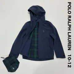 POLO RALPH LAUREN ポロ　ラルフローレン☆キッズ フーディ ジップアップ ジャンバー M 10〜12才 ネイビー 収納袋付き