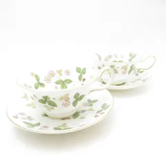 美品 WEDGWOOD ウェッジウッド ワイルドストロベリー ティーカップ＆ソーサー 2客 ピオニー ペア SY13649U2 