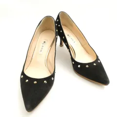 美品 DIANA ダイアナ パンプス 22.5cm ベロア スタッズ ヒール レディース AM7720 