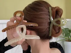 【特価セール】可愛い 韓国 濃密な髪も使用可能 大人 ヘアアクセサリー バンスクリップ バンスクリップ 髪留め 髪留め オフィス (白+緑+コーヒー) 大きめしっかり へあくりっぷ バレッタ ヘアクリップ ヘアクリップ 3個セット 大きめ