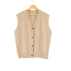 未使用 ETRE TOKYO エトレトウキョウ 1225511073-0 ニットベスト F ナイロン アンゴラ プレーンステッチVネック レディース AN2573A54 