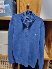 ポロ ラルフローレン ブルー ハーフジップアップ ニット