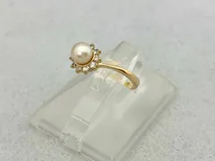 K18 ＃5 1.4g 0.14ct パールモチーフ リング 