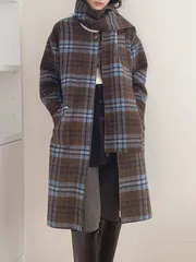 Vリバーシブルチェックコート - リバーシブル デュアル リバーシブル ロングコート
