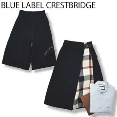 【上質】 ブルーレーベル クレストブリッジ BLUE LABEL CRESTBRIDGE ハイカウントナノパーシャル チェックガウチョパンツ 38 紺 トラッド カジュアル レディース ♪