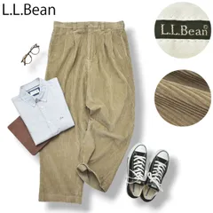 【人気】 コロンビア製 エルエルビーン L.L.Bean ツータック ワイド ストレート ツータック コーディロイパンツ ベージュ ワーク アメカジ トラッド 秋 冬 定番 メンズ 