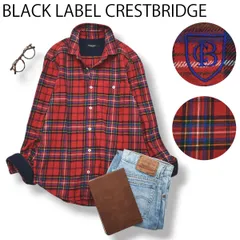 ブラックレーベルクレストブリッジ BLACK LABEL CRESTBRIDGE 長袖 チェック柄 ポケット付き ネル シャツ 2 レッド系 トラッド カジュアル メンズ 男性用
