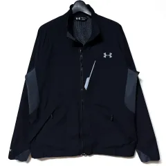 L 100 UNDER ARMOUR アンダーアーマー ウインドストッパー ウィンドブレーカー ウーブン ジップアップ ジャケット ブラック