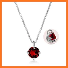 【新品】 [FH.bird] ガーネット ネックレス レディース シンプル 金属アレルギー対応 シルバー925ネックレス 赤です おしゃれ アクセサリー クリスマスプレゼント 誕生日 卒業式 普段使い (01：ガーネット) 1
