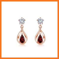 【新品】 Free bird ガーネット ピアス レディース ピンクゴールド 「星の涙」 金属アレルギー対応 シルバー925 ピアス 18金 ジルコニア アクセサリー 雫 人気 ジュエリー 卒業 誕生日 クリスマスプレゼント 女性 0