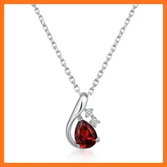 【新品】 [PHNIBIRD] ガーネット ネックレス レディース 金属アレルギー対応 シルバー925 錆びない ネックレス 赤い 1月誕生石 ペンダント シンプル 誕生日 記念日 クリスマスプレゼント 女性 人気 20代 30代 40代 0