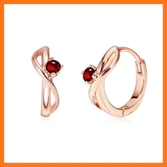 【新品】 FH.bird ガーネット ピアス レディース 18金 金属アレルギー対応 フープピアス 1月誕生石 シンプル 記念日 プレゼント 女性 20代 30代 40代 0