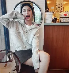 (海外配送) ニット ポケット ダブルジップアップ セーター