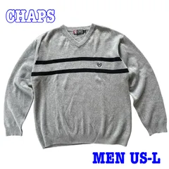 CHAPS チャップス ラルフローレン ロゴ刺繍 Vネック コットン ニットセーター US-L