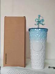 starbucks  スターバックス タンブラー ステンレスカップ コップストロー スタバ  保温  保冷 おしゃれ 591ml   青い蝶ネクタイのアクセサリー付き b12