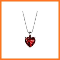 [New] [Michooyel] 3.6cttw Garnet Pendant Necklace, Heart Solitaire Gemstone, Sterling Silver, Valentine's Day, Wedding, Birthstone Jewelry for Women, 16-18 Inches