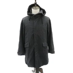 ビームスハート BEAMS HEART コート ロング丈 フード付き ダイアゴナルストライプ柄 オーバーサイズ M 黒 ブラック /YK6