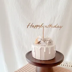 ハッピーバースデー ケーキトッパー 誕生日 1歳 2歳 3歳 バースデー ケーキ ハーフバースデー スマッシュケーキ 木製