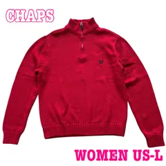 CHAPS チャップス ロゴ刺繍 ハーフジップ リブ編み コットン ニットセーター US-L