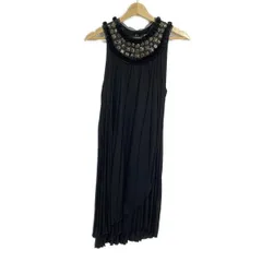 MISSONI(ミッソーニ) ワンピース サイズ38 S レディース美品  - 黒 クルーネック/ノースリーブ/ひざ丈/ビジュー