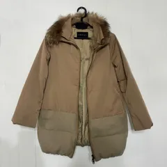 JK INDIVI インディヴィ リアル ファー 異素材 切替 ダウン コート ベージュ系