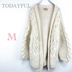 トゥデイフル　TODAYFUL【M】ケーブルハンドニットカーディガン　ざっくり編み　アランニット　ローゲージセーター　厚手