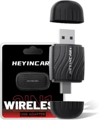 【両端ヘッドのデザイン ワイヤレスアダプター最新登場】HEYINCAR+ ワイヤレスCarPlay/Android Auto アダプター CarPlay＆AndroidAutoをワイヤレス化 アダプタケーブル不要 純正な有線CarPlay/Android