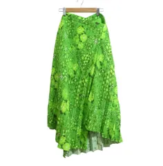 新品同様 BALENCIAGA バレンシアガ プリーツスカート ロング マキシ丈 アシンメトリー 花柄 総柄 グリーン サイズ34 レディースのサムネイル