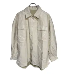 B076 INGNI イング フェイクレザー ジャケット シャツ ビッグ アイボリー レディース サイズ不明
