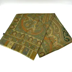 ETRO エトロ ペイズリー柄 ストール シルク×ウール グリーン系 イタリア製　260103003