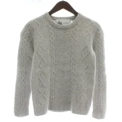 グリーンレーベルリラクシング ユナイテッドアローズ green label relaxing ニット セーター ウール 長袖 クルーネック ケーブル編み プルオーバー 38 グレー /XZ ■GY60