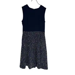 B076 pool studio alivier プールスタジオ アリヴィエ ワンピース フレア ノースリーブ ネイビー ドッキング レディース サイズ不明