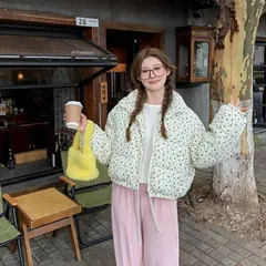 新品 コート レディース 秋 冬 花柄 コート 中綿コート ジャケット 中綿 ポケットあり コート ショット丈 アウター 冬 秋 ビッグシルエット オーバーサイズ 大きいサイズ 無地 ゆったり シンプル 軽量 防寒 あったか xzzhang93