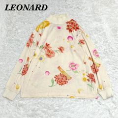 5395U レオナールスポーツ フルーツ花柄スキッパーカットソー 黄 L 
