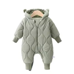 新品 子供服 男の子 女の子 子供 ロンパース カバーオール ジャンプスーツ アウター 裏ボア フード付き 長袖 くま耳  出産祝い 防寒着 普段着 韓国風  可愛い おしゃれ huangbo13