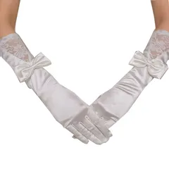 [KQHOMEI] ウェディンググローブ ブライダルグローブ ウエディング グローブ 花嫁手袋 滑り止め ブライダル 花嫁 レディース 手袋 サテン アクセサリー 花刺繍レースエッジ ロング パーティー 結婚式 披露宴 演奏会