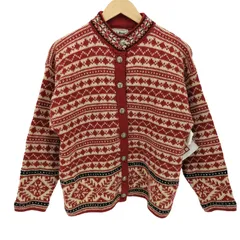エルエルビーン L.L.Bean 80-90S USA製 ノルディック 柄 メタル ボタン カーディガン レディース import：S 