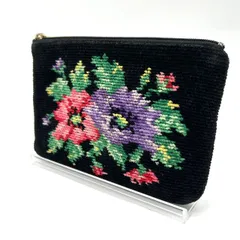FEILER 　フェイラー　花柄刺繍ポーチ 黒　261003005