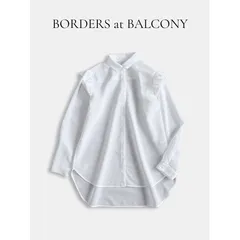 ◇美品◇ BORDERS at BALCONY パフスリーブ シアーシャツ 白 ホワイト サイズ36 フリル 比翼ボタン 透け感 ブラウス きれいめ 上品 大人フェミニン