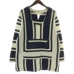 B&Y ユナイテッドアローズ BEAUTY&YOUTH ビューティー&ユース ニット セーター ナイロン 長袖 Vネック プルオーバー 総柄 M 紺 ネイビー 白 ホワイト /XZ
