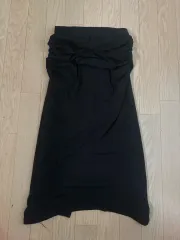 シャーリング ブラック ロングスカート